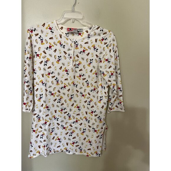 VTG  Disney Mickey Mouse Womens Sleep Shirt Top Sz Small bacon‎ Eggs - Picture 5 of 10